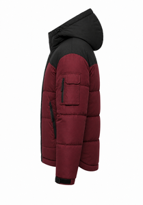 Custom Outdoor Waterproof Breathable Filled Puffer <b>Jacket</b> Heavyweight Winter Padding Adjustable Hood Woven Logo Badge Zipper - Product Image 2