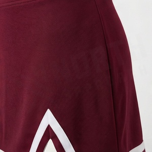 Mini-jupe asymétrique bordeaux pour femme avec bordure blanche, design sportif, taille élastique, tissu polyester respirant - Product Image 5