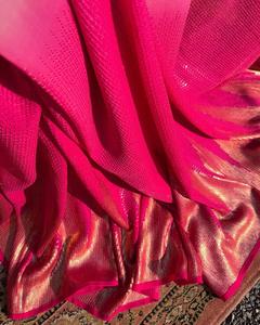 Sari de Georgette Sintética Premium con Trabajo de Lentejuelas en Toda la Superficie, Estilo Ombre Degradado, para Fiestas, Estilo Bollywood, Ropa Étnica India para Bodas - Product Image 2