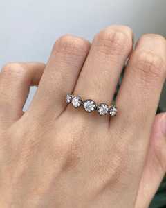 Five Stone Round Cut Moissanite Halo Ring original 925 Silver <b>Black</b> Rhodium for Women's Anniversary Gift For Partners - Product Image 6