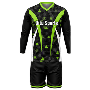 Uniforme de Voleibol Sublimado Negro y Verde para Hombre, Conjunto Deportivo de Manga Larga de Poliéster para Entrenamiento y Partidos de Equipo - Product Image 2