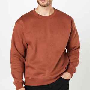 Sweat-shirt à col rond pour homme, coupe classique, tricoté, manches longues, couleur unie, style décontracté, pull-over, couleur rouille - Product Image 4