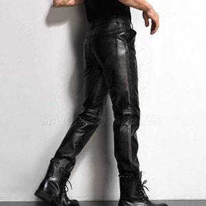 Pantalon en cuir véritable sur mesure pour homme, prix de gros, avec logo personnalisé, design unique - Product Image 4