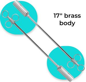 Pistola de bolas de metal de 17 pulgadas con clip de resorte y 3 cabezales de latón, herramienta veterinaria duradera para administración eficiente de medicamentos - Product Image 3