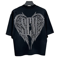 Débardeur imprimé strass, T-shirt graphique oversize délavé à l'acide, T-shirts sans manches amples en coton de haute qualité pour hommes
