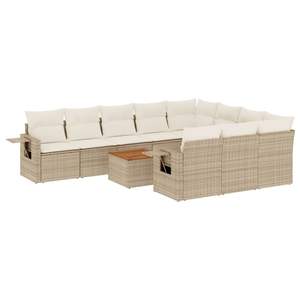 Grand ensemble de canapés de jardin pliables en rotin PE beige, meubles d'extérieur confortables - Product Image 2