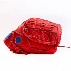 Guantes de Béisbol de Cuero Rojo para Exteriores, al por Mayor, OEM, Duraderos, Transpirables, con Logotipo Bordado, para Jóvenes y Adultos - Product Image 3