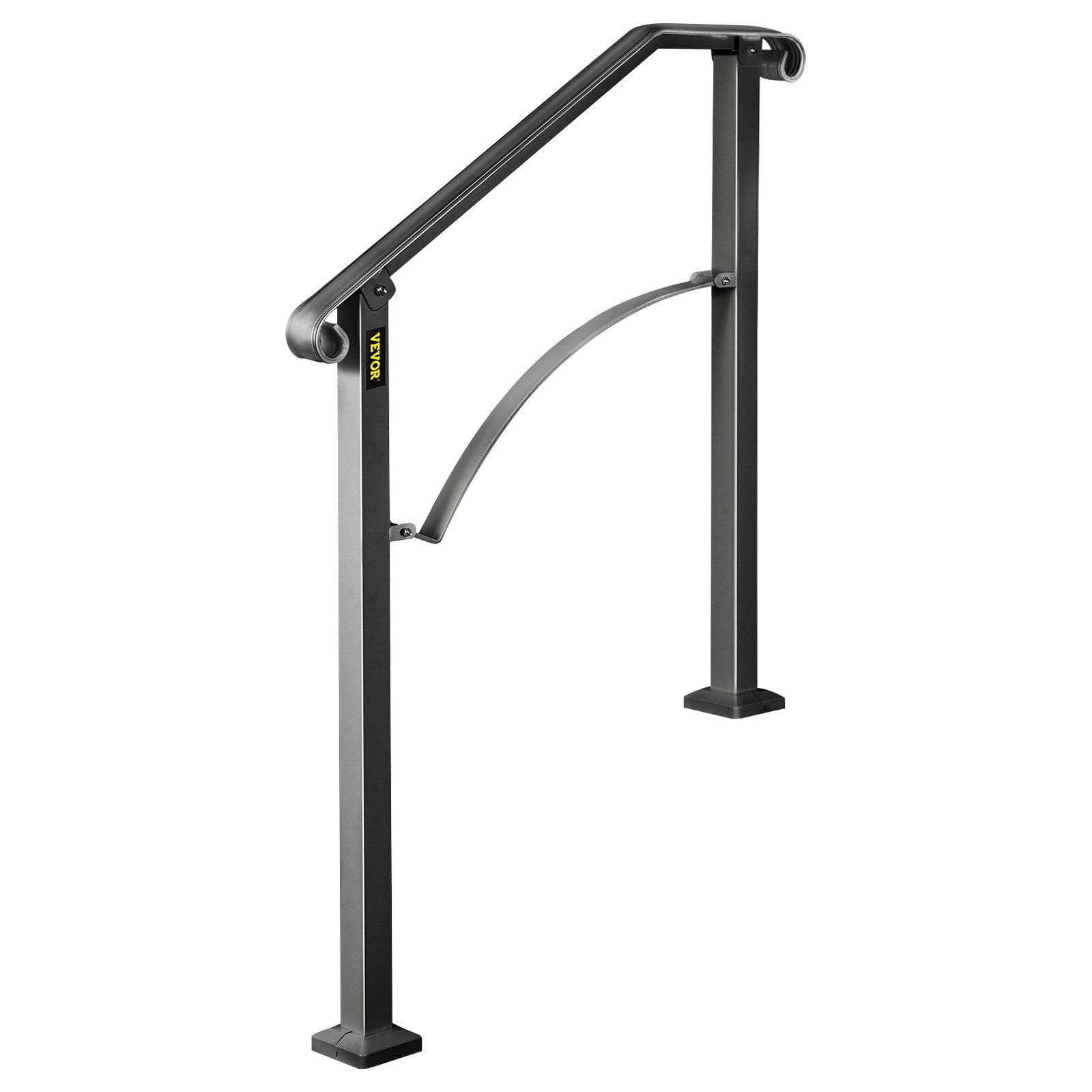 2-Pack Outdoor Hand Rails For 2-3 Steps - Wrought Iron Stair Railings With Adjustable Angle For Seniors & Safety