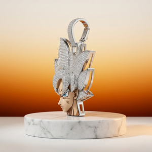 Pendentif Personnage Anime DragonBall Goku Givré Plaqué Or 10k 14KT 18KT Argent 925 Diamant Homme Hip Hop Certifié par un tiers - Product Image 3