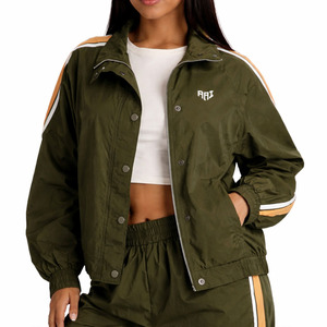 OEM Women Windbreaker Jacket and Pants <b>Set</b> Custom Stripe Panel Tracksuit Lightweight Outdoor Activewear Hoodies Manufacturer USA - Product Image 6