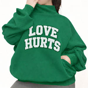 Women Oversized Long Mockneck Sweatshirt Soft Winter Pullover Loose Fit Casual Daily Wear <b>Top</b> with Front Logo - Product Image 2