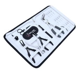 Juego de herramientas profesionales para extensiones de cabello con crimpadora de microperlas, abridor de perlas, alicates, herramienta de sellado de cinta, agujas de coser y gancho. - Product Image 1