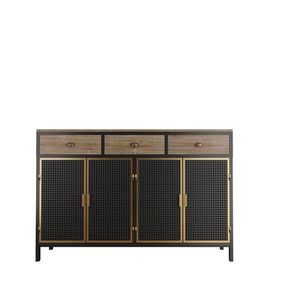 Buffet moderne à 4 portes de 48 po de large avec 3 tiroirs supérieurs, en bois massif, meuble de rangement autoportant pour entrée et salon - Product Image 4