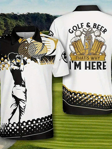 Men's Black <b>White</b> Gold Golf <b>Polo</b> Shirt Sublimation Print Quick Dry Knitted Polyester Sporty Short Sleeve <b>Polo</b> Collar - Product Image 4