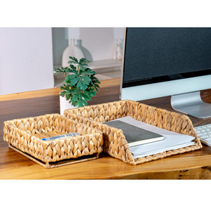 Water Hyacinth Storage Tray, Tabletop <b>Folder</b> & <b>Document</b> Tray Set Of 2, Desktop File Organizer <b>For</b> Home & Office From Vietnam - Product Image 5