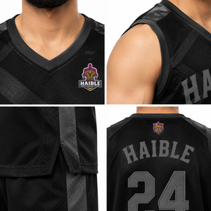 Ensemble d'uniformes de basketball personnalisés Elite 180GSM Tech Mesh Stealth AAU Maillot et short de jeu pour hommes - Product Image 4