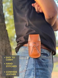 Cuchillo Plegable de Bolsillo de Acero de Damasco Forjado a Mano con Funda de Cuero, Regalo OEM, Uso en Exteriores, Alta Durabilidad 58HRC, Cuchillo de Apertura Deslizante - Product Image 4