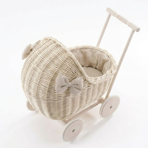 Promotion : Poussette de poupée en rotin naturel, écologique, pour bébés de 2 à 3 ans – Cadeau d'anniversaire - Product Image 1