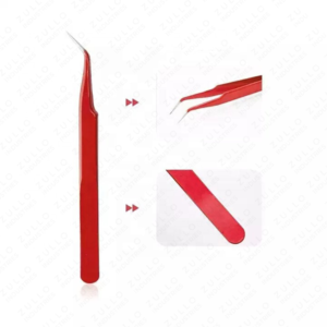 Pince à épiler professionnelle Zullo Industries en acier inoxydable rouge à pointe lisse pour extensions de cils, antistatique, pointe de précision pour volume - Product Image 2