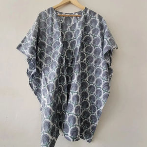 Exquisito Kimono Estampado con Diseño Floral, 100% Algodón, para Mujer, Verano, Transpirable, Ecológico, Cuello en V, Estilo Boho, Ropa de Estar por Casa - Product Image 1