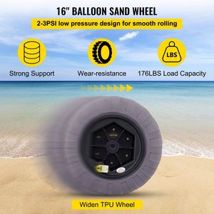 Ruedas de globo para playa de 16 pulgadas, neumáticos de arena de repuesto de TPU para carrito de kayak, carrito de canoa, buggy, con bomba de aire gratuita, ruedas para ATV y UTV - Product Image 4