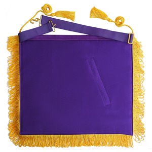 Tablier de Cérémonie Past Thrice Illustrious Master Royal & Select Masters Council, violet avec franges dorées, liens de taille réglables, poche avant - Product Image 4