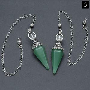Venta al por mayor de péndulos de piedras preciosas de mezcla natural para la curación de Reiki, radiestesia y equilibrio de Chakra, Péndulo de cristal semiprecioso hecho a mano - Product Image 2