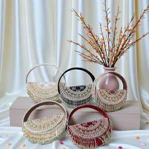 Women's Summer Fashion Clutch Crossbody Bag Retro Woven <b>Straw</b> Polyester Minimalist Temperament Qipao Dress Versatile <b>Handbag</b> - Product Image 5