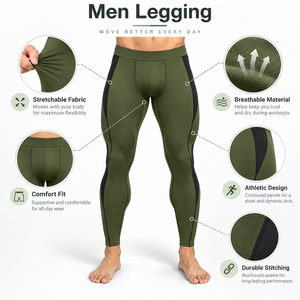 Leggings Deportivos para Hombre, Tejido Elástico y Suave, Comodidad Segura para Ejercicio, Fitness y Entrenamiento Atlético - Product Image 6