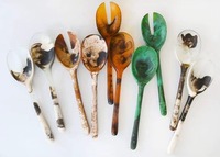 Ensemble de couverts en résine de haute qualité, faits à la main, perlés, écologiques, compatibles lave-vaisselle, cuillère multifonctionnelle moderne, ensemble de saladiers globaux