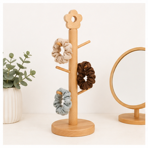 Eco-Friendly Beech Wood Mug Tree Holder With 6 Hooks Modern Nordic Flower Top Coffee Cup <b>Rack</b> For <b>Kitchen</b> Countertop <b>Storage</b> - Product Image 2
