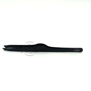 Pinza de plasma negra con punta inclinada de acero inoxidable, logotipo personalizado, pinza profesional para cejas, instrumento de belleza - Product Image 6