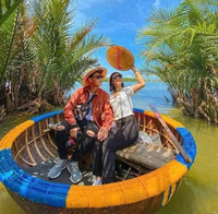 Bateaux Coracle multifonctionnels en bambou à prix compétitif Petit bateau de pêche à rames durable avec siège à pagaie Mer Vietnam