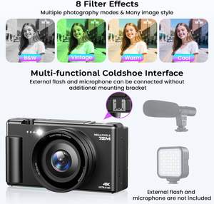 Appareil photo numérique autofocus 72MP, caméra vlog pour YouTube, écran 3,0'', point et shoot, 4K, zoom 18X, double objectif, capteur CMOS, carte SD, verre - Product Image 6