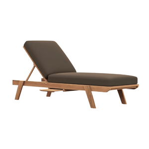 Chaise longue en teck avec dossier, mobilier d'extérieur minimaliste, durable, fabrication manuelle en Indonésie - Product Image 5
