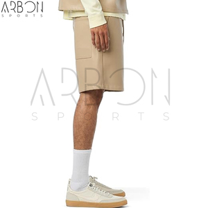 Pantalones Cortos de Piel de Oveja Genuina para Hombre, Color Beige, con Cordón Ajustable en la Cintura, Estilo Casual, Holgados, para Verano, Ropa Urbana - Product Image 2