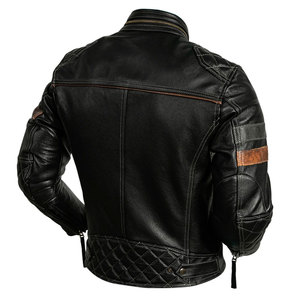 Somine Industries Men's Classic Motorcycle Style Genuine Leather Jacket for Winter <b>Covered</b> <b>Button</b> Closure Breathable Stand - Product Image 4