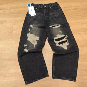 Chaqueta de chándal de diseñador para hombre, pantalón jogger de mezclilla con ajuste, rotos, con agujeros, con estampado de grafiti, vintage, rectos, con estampado de leopardo, con remaches, lavados - Product Image 4