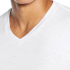 Custom Logo <b>White</b> V Neck T Shirt Men 100% Cotton Blank Slim Fit T-shirt Plain Short Sleeve Undershirt Wholesale Male <b>Tee</b> Shirt - Product Image 6