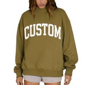 Sweat-shirt oversize pour femme à col montant, personnalisé et brodé, en molleton polyester/coton écologique, tissu respirant à séchage rapide - Product Image 2