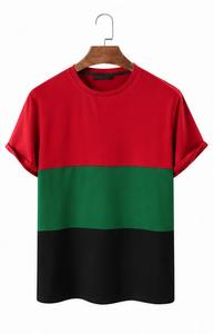 Camiseta Casual de Punto para Hombre, Cuello Redondo, Manga Corta, Transpirable, con Logotipo Frontal en Rojo, Verde y Negro, Corte Regular, Diseño Sólido - Product Image 2