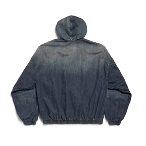 Sweat à capuche en denim de qualité supérieure pour homme, manches longues, fermeture éclair, style streetwear, sweat à capuche en jean pour homme adulte avec design personnalisé - Product Image 2