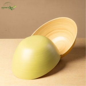 Handcrafted Minimalist Spun Bamboo Bowl Eco-Friendly Lightweight Serving Bowl for Food Serving & <b>Home</b> Use - Product Image 5