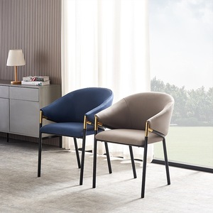Silla de Comedor <span class=keywords><strong>Vita</strong></span> Bella Sedia Arancione de Diseño con Respaldo Curvo en Cuero Gris para Muebles de Comedor de Villa o Cafetería - Product Image 3