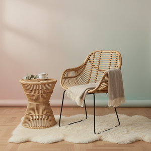 Modern Handmade Ergonomic Eco-Friendly Rattan <b>Dining</b> Chair Wicker <b>Armchair</b> Metal Legs Industrial Design Living Room Furniture - Product Image 2
