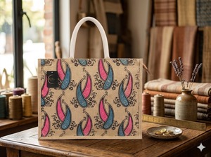 Bolso Tote Sandwave de Yute con Tejido Chevron, Color Marfil, Estilo Casual, con Cierre de Cremallera, Diseño Golden Dune - Product Image 4