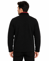 Veste polaire noire pour homme de qualité supérieure avec fermeture éclair intégrale et bordure contrastante rouge, veste thermique d'hiver, douce, chaude, décontractée, polaire pour l'extérieur