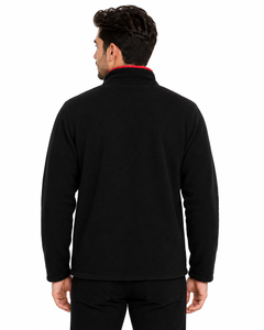 Premium Men's Black Polar <b>Fleece</b> Full Zip <b>Jacket</b> with Red Contrast Trim Winter Thermal <b>Jacket</b> Soft <b>Warm</b> Casual Outdoor <b>Fleece</b> - Product Image 3