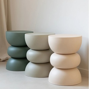 Modern Luxe White Stone Round <b>Nesting</b> Coffee <b>Table</b> | Brushed Brass Cluster Leg Sofa Centerpiece - Product Image 5