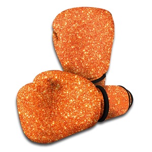 Gants de boxe orange à paillettes, à enfiler, avec impression par sublimation sur le poignet, pour entraînement de kickboxing adulte - Product Image 4